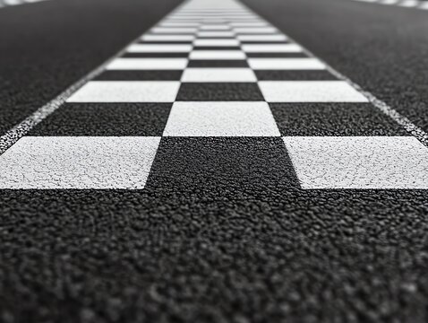 Race Track Finish Line Asphalt Checkered Flag