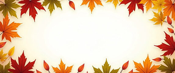 Seasonal Sukkot Frame with Autumn Leaves and Traditional Symbols for Personalized Messages - Empty Space on Left Side