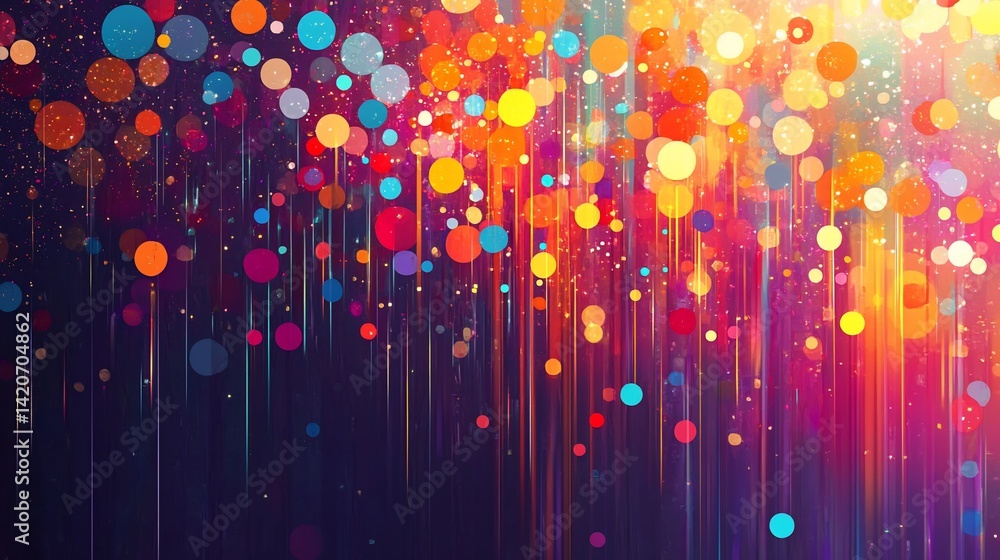 Aufkleber abstract vibrant colorful confetti bokeh background with luminous vertical lines