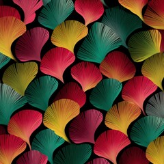 Vibrant Ginkgo Leaf Pattern: A Rich, Colorful Artistic Design