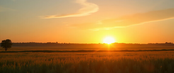 Obraz premium Sunrise Over Farm Fields: Inspirational Messages for World Farmers Day - Capture the Beauty of Agriculture with Space for Your Message in Stunning Photo Stock