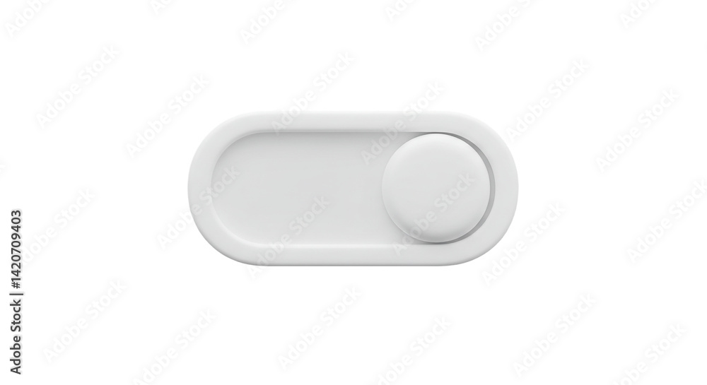 Poster 3d toggle switch in off position isolated on white background, ideal for interface design, settings 