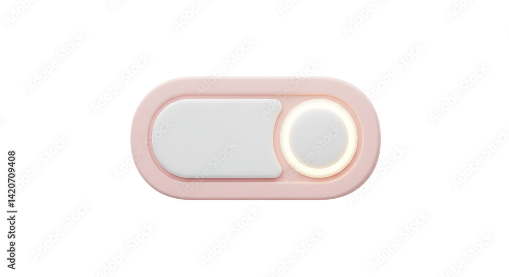 Poster close up of a pink and white privacy slider with the light on indicating the camera is active