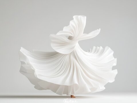 White flowing garment, dynamic pose