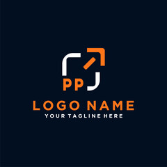 PP initials minimal modern technology logo design