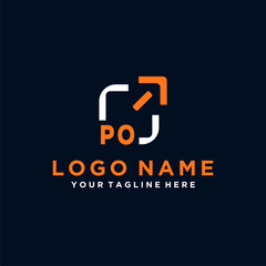 PO initials minimal modern technology logo design