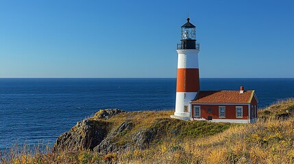 Coastal lighthouse on a cliff overlooking the ocean