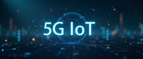 Advanced 5G IoT Concept: Smart Device Integration, Real-Time Data Analytics, Automated Network Solutions for Future Interconnected Intelligent Systems - Photo Stock Concept with Empty Space