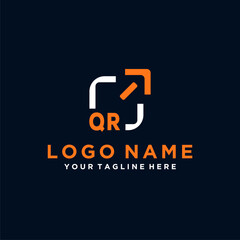 QR initials minimal modern technology logo design