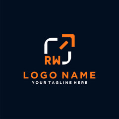 RW initials minimal modern technology logo design