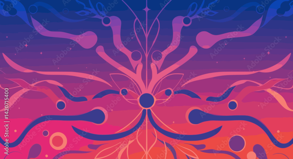 Poster abstract pixel art design featuring a gradient background