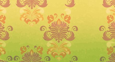 Elegant Damask Pattern On A Beige Green Gradient Background