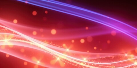 Obraz premium Abstract Red Purple Light Waves Glowing Particles Background