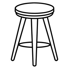 Wooden Three Legged Stool Vector Design