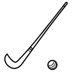 Field Hockey Stick and Ball Illustration