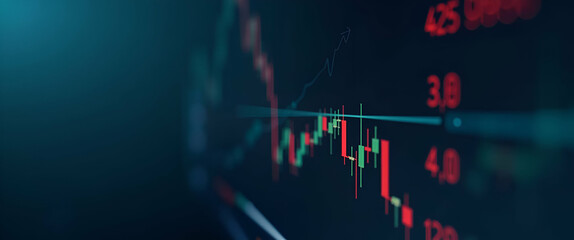 Stock Market Trading Forex Cryptocurrency Mockup Template with Technical Price Graphs, Indicators, and Data Numbers for Financial Concepts