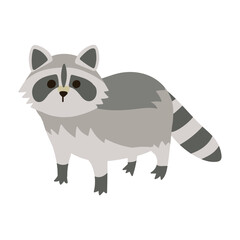 四足歩行のかわいいアライグマのイラスト