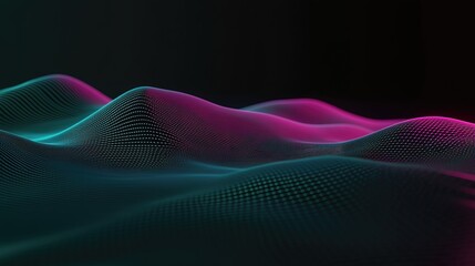 Abstract digital network with glowing nodes, symbolizing data flow and connectivity in a dynamic 3D space