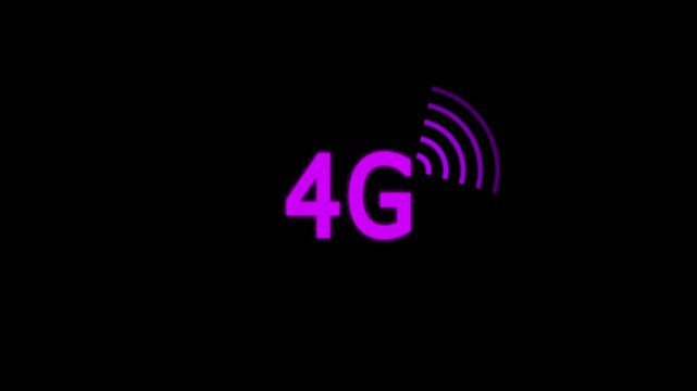4G network on a white 4G LTE icon black background .