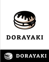 Minimalist dorayaki logo design featuring a traditional Japanese sweet with a dripping topping