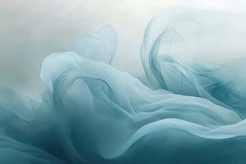 Obraz premium Delicate, flowing, light teal fabric drapes in soft folds