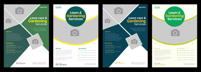 lawn & garden flyer design template landscaping services Tree and gardening service poster leaflet design. lawnmower flyer. Lawn care social media post promotion template design