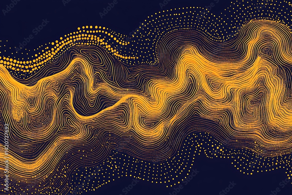 Aufkleber abstract topographic map design with wavy contours and dotted pattern