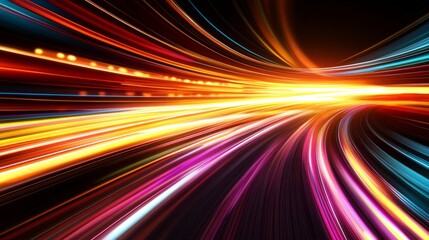 Abstract Speed Tunnel of Light on black background