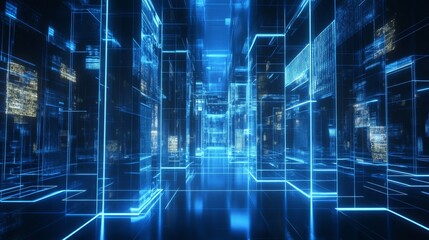 Obraz premium Digital Cityscape: Futuristic Technology Architecture on black background