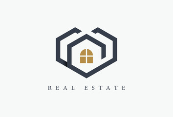 Hexagon Property Building Real Estate Logo Design