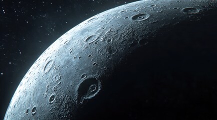 Detailed moon surface in space