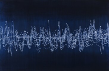 Obraz premium Abstract audio waveform graphic on dark background