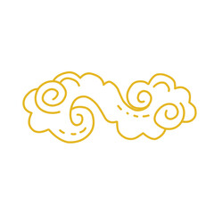 Golden cloud style line icon illustration set