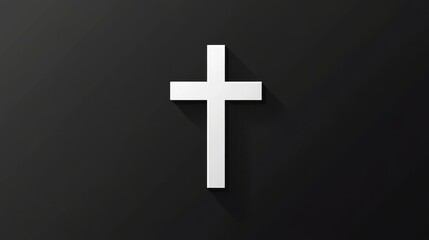 Fototapeta premium Simple White Cross on Dark Background on black background