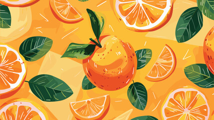  Retro Orange Slice Seamless Pattern Vector