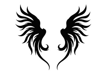 Stylized black wings symmetrical design illustration