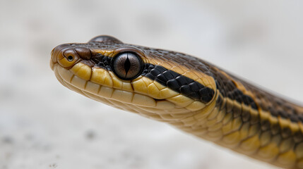 Fototapeta premium Common garter snake (Thamnophis sirtalis) close up, Iowa, USA