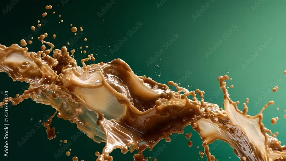 Poster chocolate splash: a captivating view of a dynamic chocolate splash, revealing intricate details of t