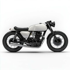 Fototapeta premium Classic White Cafe Racer Motorcycle: Vintage Bike Design