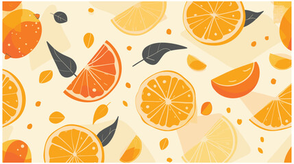  Retro Orange Slice Seamless Pattern Vector