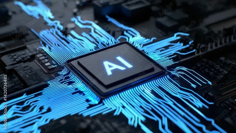 Poster ai chip's technology: the image captures the technological essence of artificial intelligence. a clo