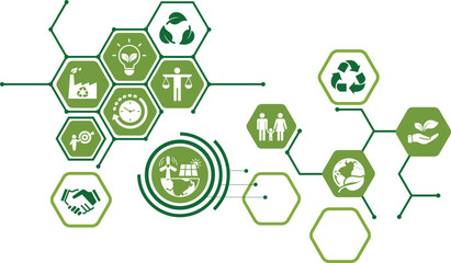 CSR banner web icon set vector illustration concept business and organization, Corporate social responsibility and giving back to the community. 