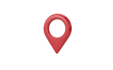 Bright red location pin symbol representing geographical navigational markers for maps and travel apps
