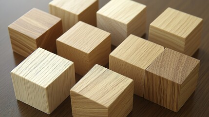 Wooden cube blocks arranged in a clean, minimalist design, symbolizing simplicity and order