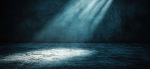 Fototapeta premium Dramatic Light Rays Illuminating Dark Empty Space with Grunge Texture for Creative Backgrounds and Artistic Projects