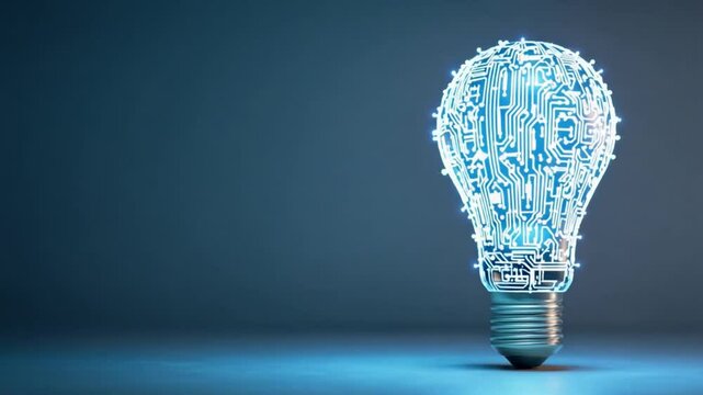Digital Innovation: An eye-catching illustration showcases a glowing light bulb composed of circuit board lines, symbolizing the cutting-edge of technology and the spark of ingenious innovation.