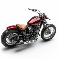 Fototapeta premium Custom Red Chopper Motorcycle: A Classic Ride. Vintage Design, Chrome Details, and Powerful Engine.