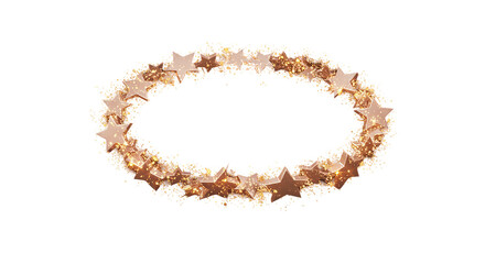 Obraz premium 3D decorative circular wreath made of autumn leaves and stars isolated on white background, ideal for seasonal celebration visuals, fall festival decor, and thanksgiving graphic design