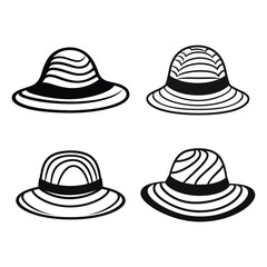 Stylish Beach Hats and Headwear Vector Set