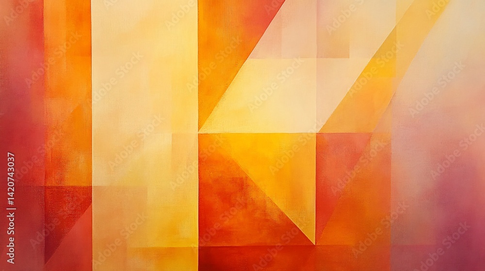 Poster abstract geometric shapes with warm hues creating an artistic and modern composition
